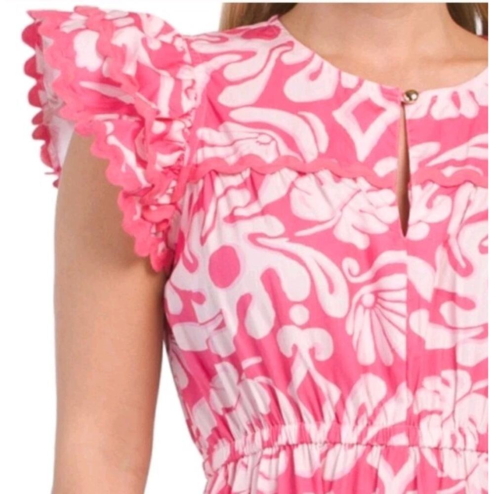 NWT Womens Sail to Sable STS XXL Dress Flutter Rose Midi Wave Trim Romantic - Picture 4 of 10